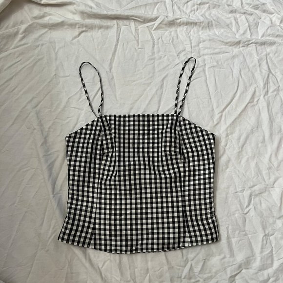 1990s Ann Taylor black and white gingham print silk bodice size XS - Picture 6 of 6